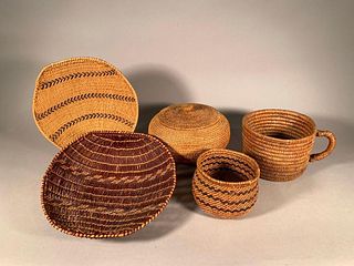 Five Native American Woven Baskets