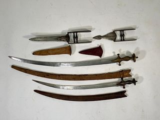 Two Indian Katars and Two Tulwars