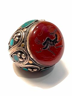 Tibetan Intaglio Carved Gentleman's Ring