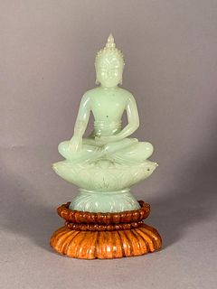 Carved Nephrite Figure of Seated Buddha