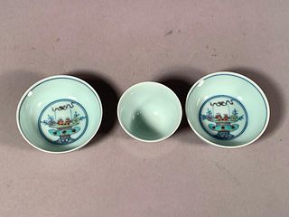 Three Chinese Qing Style Wine Cups