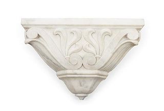 A Continental Carved Marble Bracket Width 14 1/8 inches.