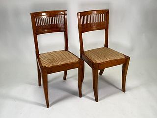 Pair of Italian Walnut Side Chairs, 19thc.
