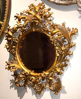 Small Venetian Baroque Style Gilt Wood Mirror