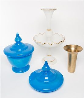 A Group of Opaline Glass Articles Height of tallest 19 1/2 inches.