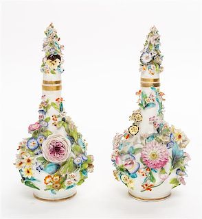 * A Pair of Continental Porcelain Vases Height 11 3/4 inches.