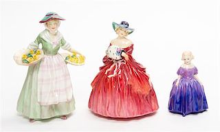 * Three Royal Doulton Porcelain Figures Height of tallest 8 inches.