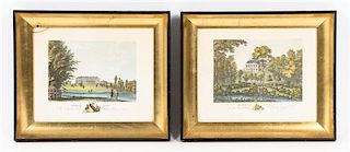 * A Set of Four Hand Colored Engravings, After Walker Height of frame 10 3/8 x width 10 1/2 inches.