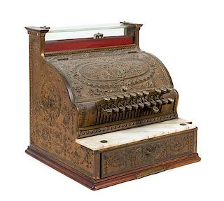 * An American Brass Cash Register, National Width 17 1/2 inches.