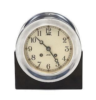 * A Chelsea Chromed Ship's Bell Clock Diameter 7 1/4 inches.
