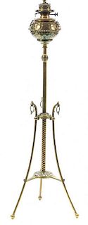 A Bradley & Hubbard Brass Fluid Lamp Height 46 1/4 inches.