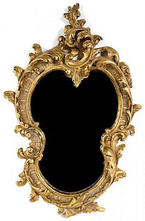 * A Louis XV Style Giltwood Mirror Height 27 1/4 x width 17 inches.