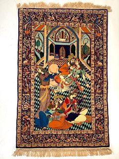 Silk Tabriz Pictorial Carpet
