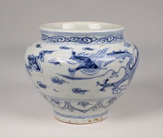 Chinese, Blue/White Dragon Vase