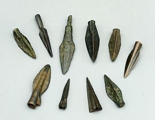 (10) Ancient Bronze Arrowheads, ca.1st Millennium