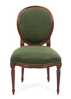 * A Louis XVI Style Walnut Side Chair Height 34 1/2 inches.