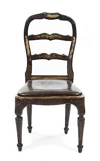 * A Continental Black Painted Side Chair Height 40 1/2 inches.