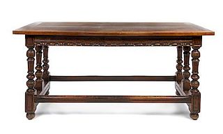 * A Renaissance Revival Style Library Table Height 30 3/4 x width 65 3/4 x depth 28 5/8 inches.