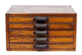 * A Victorian Oak Printers Cabinet Height 10 1/4 x width 18 1/2 x depth 18 1/4 inches.