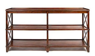 A Neoclassical Style Hardwood Bookcase Console Height 34 x width 65 3/4 x depth 15 inches.
