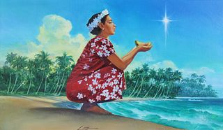 Dennis Lyall (B. 1946) "Marshallese Woman & Star"