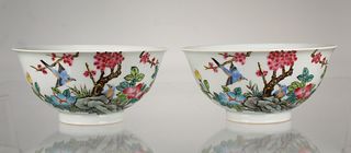 (2) Chinese Famille Rose Porcelain Bowls, Signed
