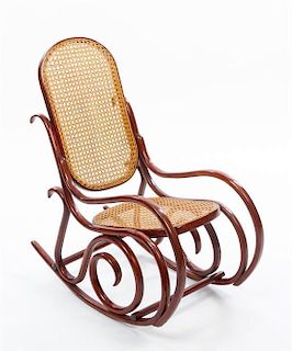 A Thonet Bentwood Child's Rocking Chair Height 31 inches.