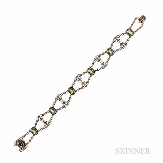Art Nouveau Kohn & Co. Gold and Peridot Bracelet