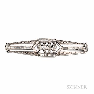 14kt White Gold and Diamond Brooch