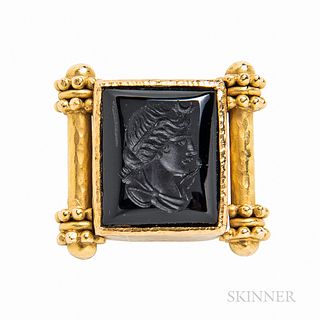 Elizabeth Locke 18kt Gold and Onyx Intaglio Ring