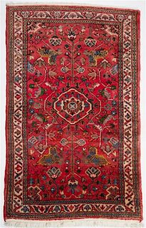 * A Sarouk Wool Mat 4 feet 9 inches x 3 feet 2 inches.