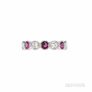 18kt White Gold, Ruby, and Diamond Eternity Band