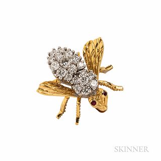 18kt Gold and Diamond Bee Brooch