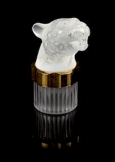A Lalique Flacon Panthere Perfume Bottle Height 5 1/2 inches.