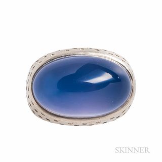18kt White Gold and Blue Chalcedony Ring