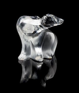 A Lalique Molded and Frosted Glass Figure Width 8 inches.