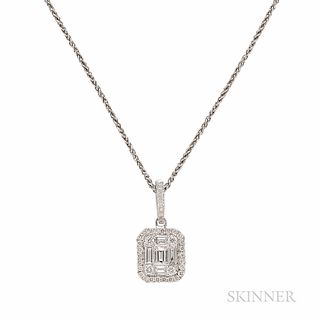 18kt White Gold and Diamond Pendant and Chain