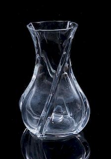 A Baccarat Glass Vase Height 10 inches.