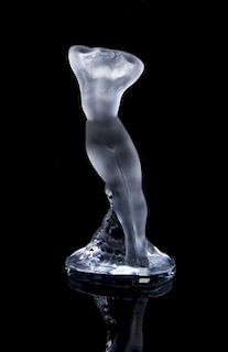 A Lalique Molded and Frosted Glass Figure Height 9 1/4 inches.