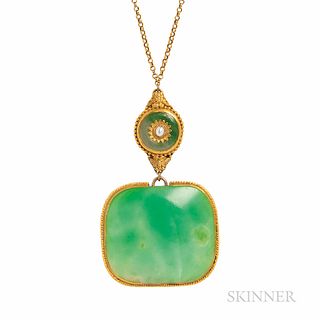 Gold and Jade Pendant Necklace