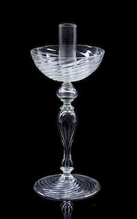 A Murano Glass Candlestick, Rossi Height 12 3/4 inches.