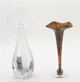 A Zephyr Studio Glass Vase Height of first 9 3/4 inches.