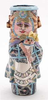 A Studio Ceramic Vase, Jane Peiser Height 12 inches.