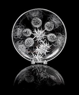 A Svarc Thistle Glass Plate Diameter 8 3/4 inches.