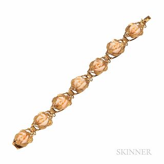 14kt Gold and Angelskin Coral Bracelet