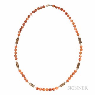 14kt Gold and Hardstone Bead Necklace