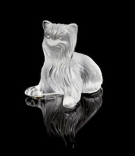 A Lalique Molded and Frosted Glass Figure Length 3 1/2 inches.