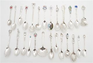 A Collection of Silver and Silver-plate Spoons, , some with enamel decoration