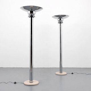 Monumental Pair of Jay Spectre Torchieres/Floor Lamps