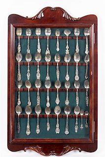 A Collection of American Silver Souvenir Spoons, various makers and patterns, twenty-eight examples, together with an American s